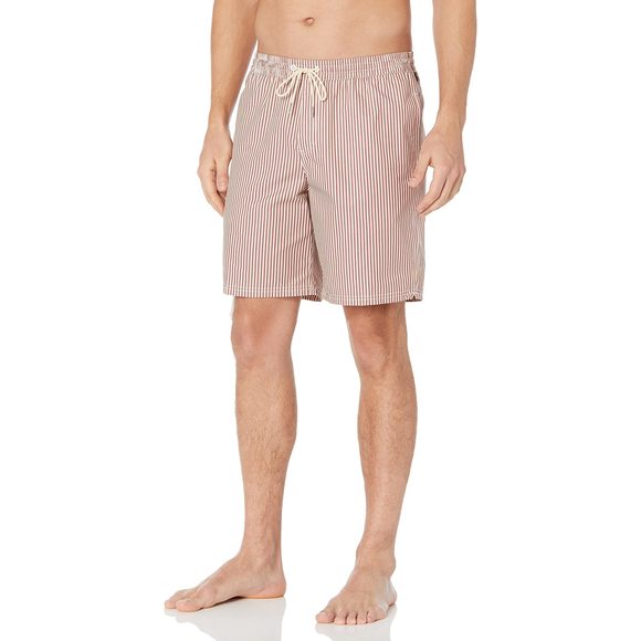 Quiksilver Mens Deck Stripe Volley Swim Trunks Biking Red SM - Picture 1 of 1